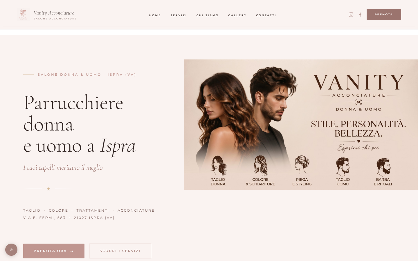 Schermata del progetto: Vanity Acconciature