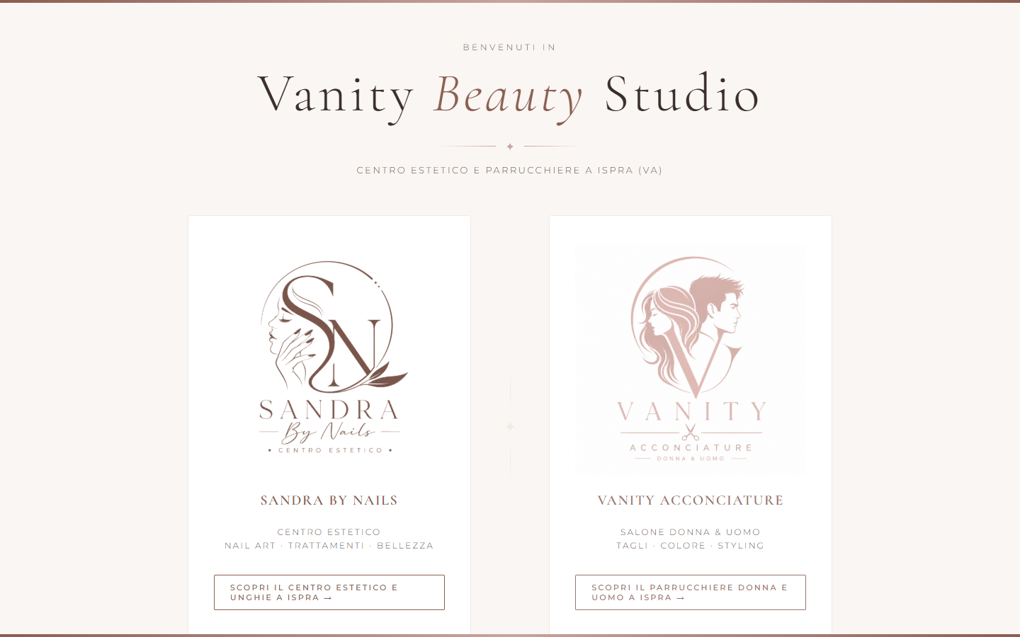 Schermata del progetto: Vanity Beauty Studio